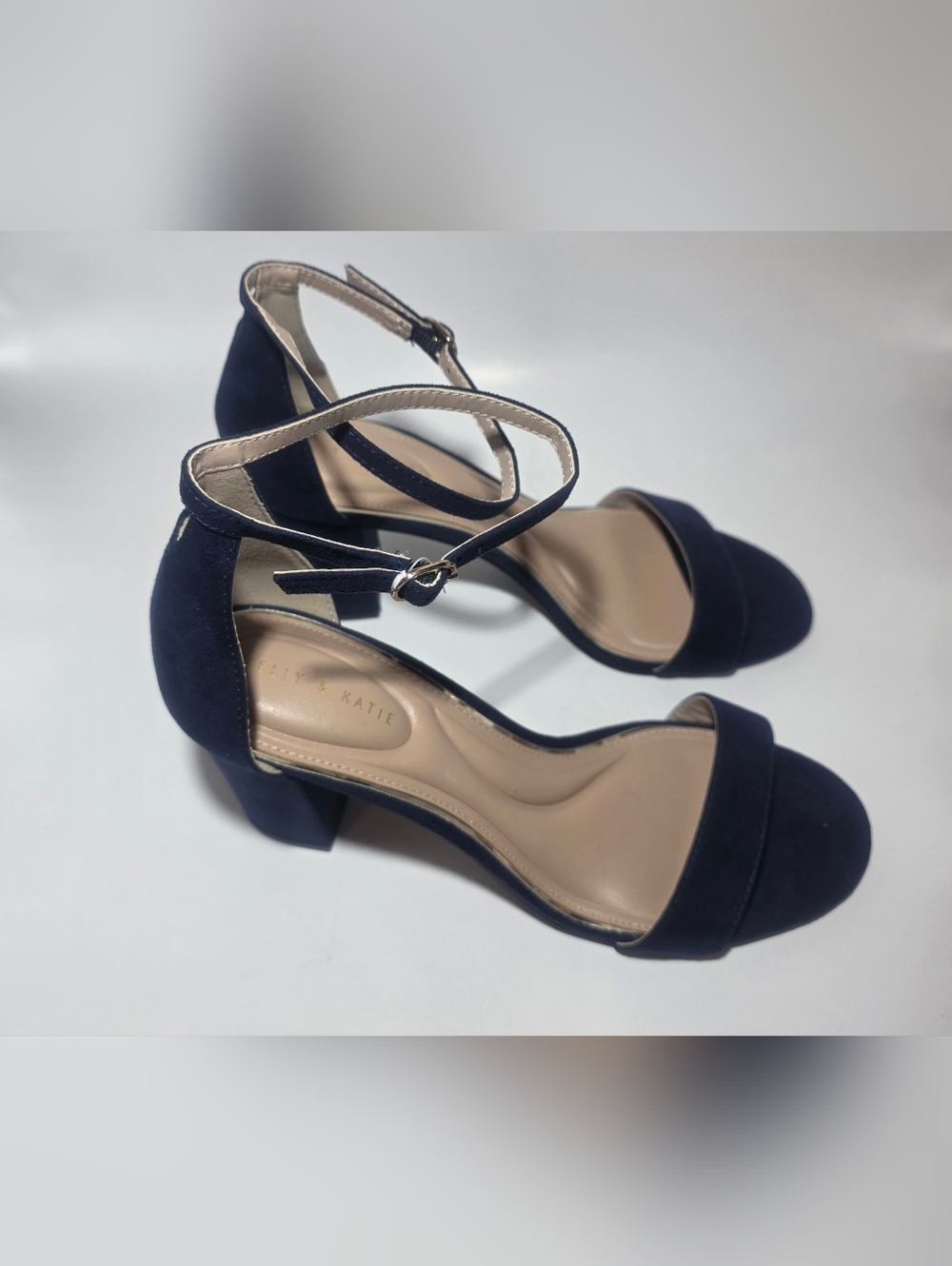 Kelly & Katie Womens Heels Size 10M Navy Blue Ankle Strap Block Heel Sandals NEW - Picture 3 of 7